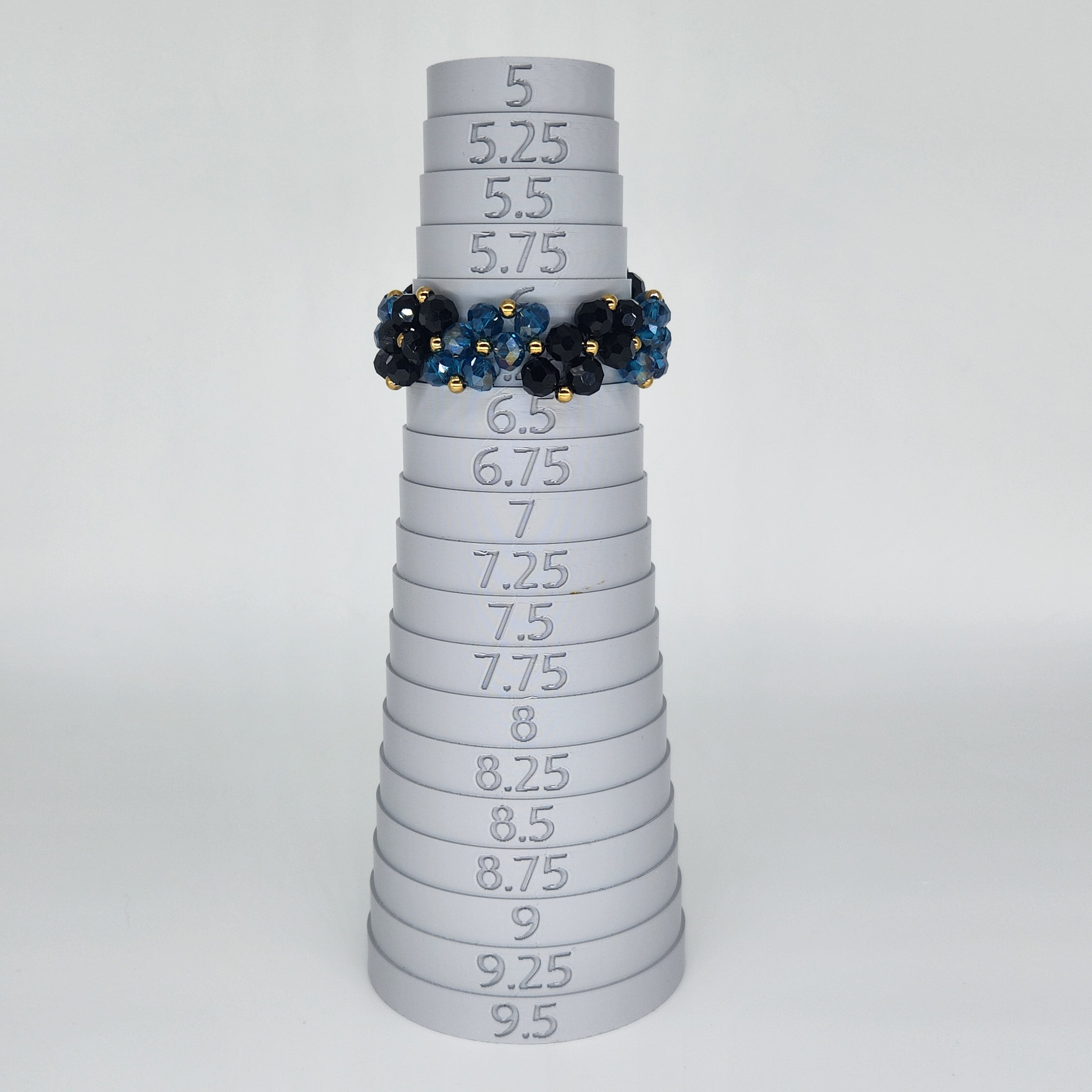 Black and Blue - Size: Adjustable "6" to "8.25"