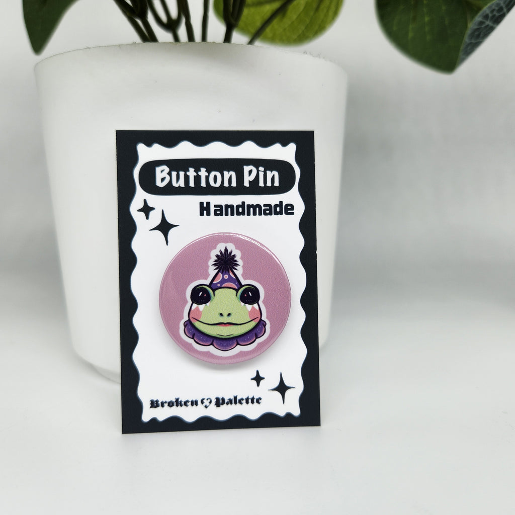 Clown Frog Button Pin