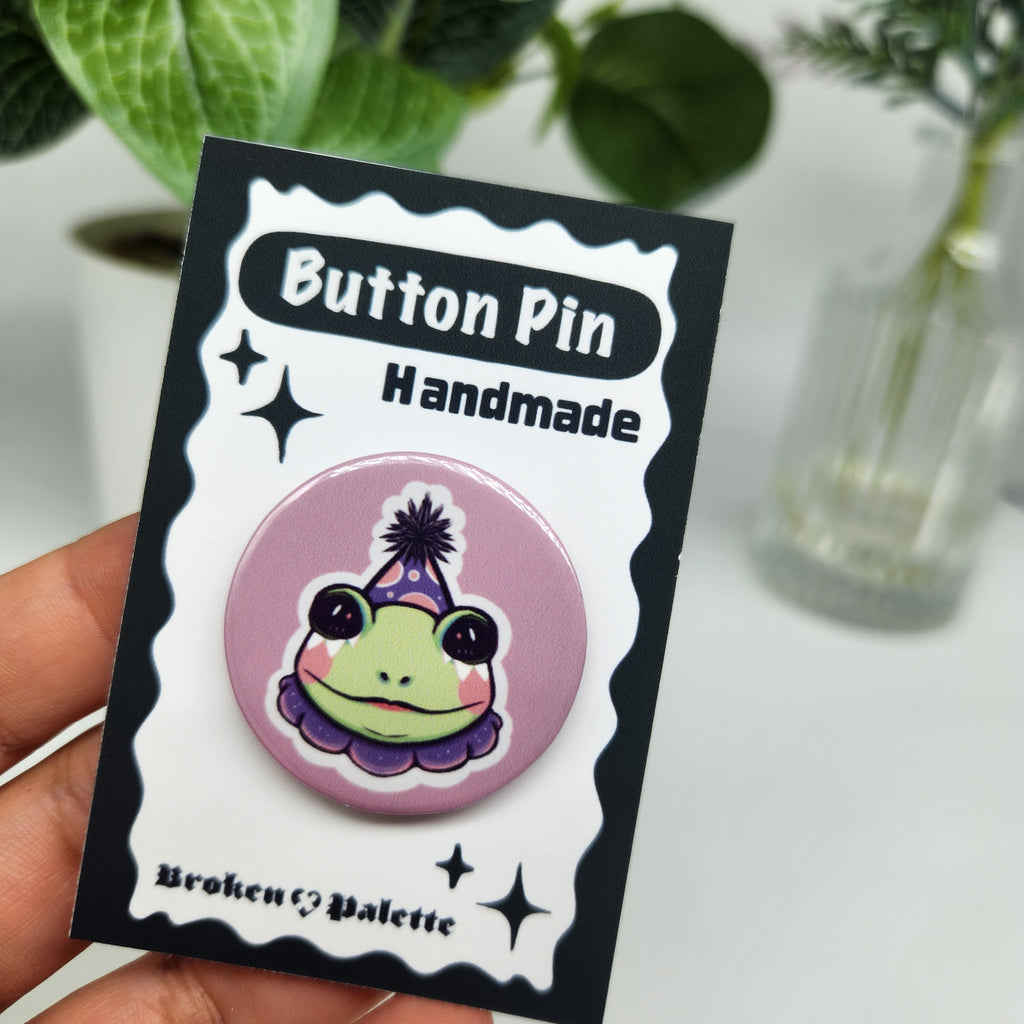 Clown Frog Button Pin