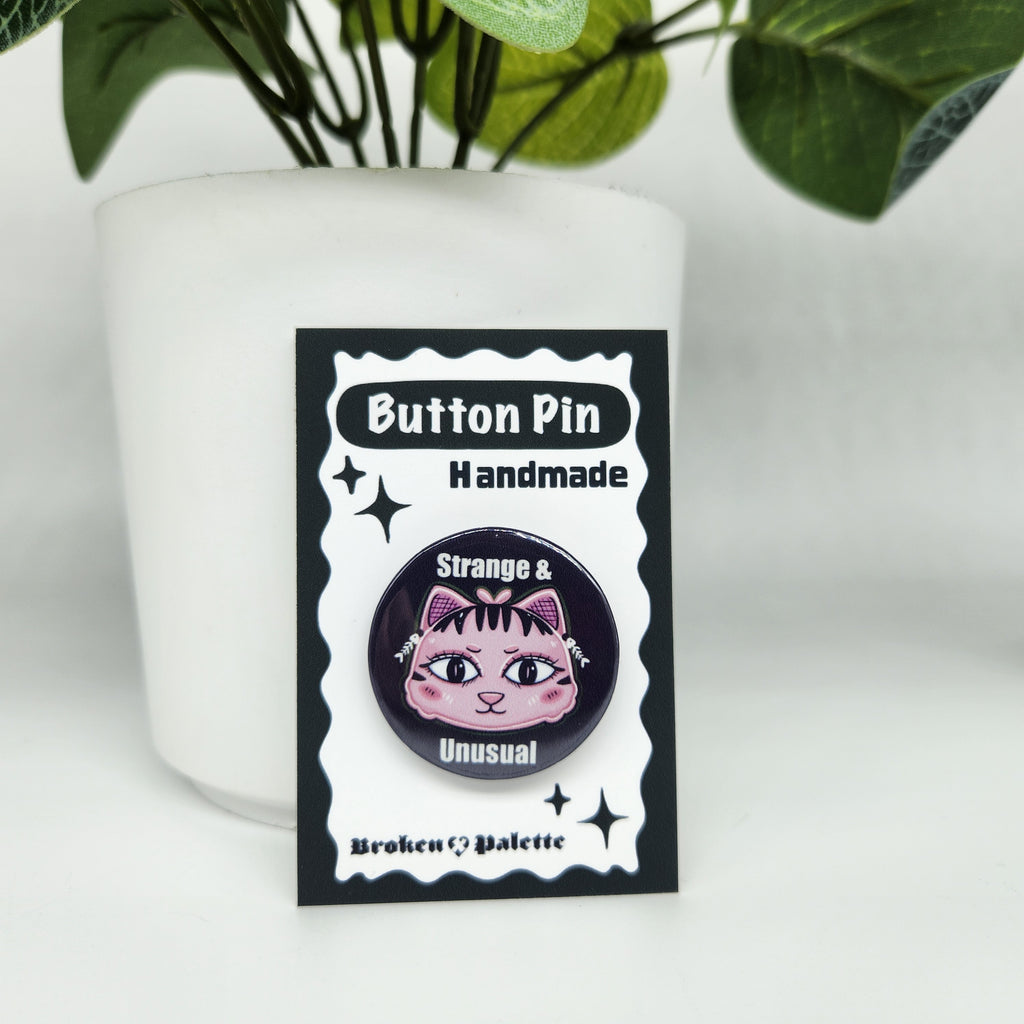 Strange and Unusual Cat Button Pin