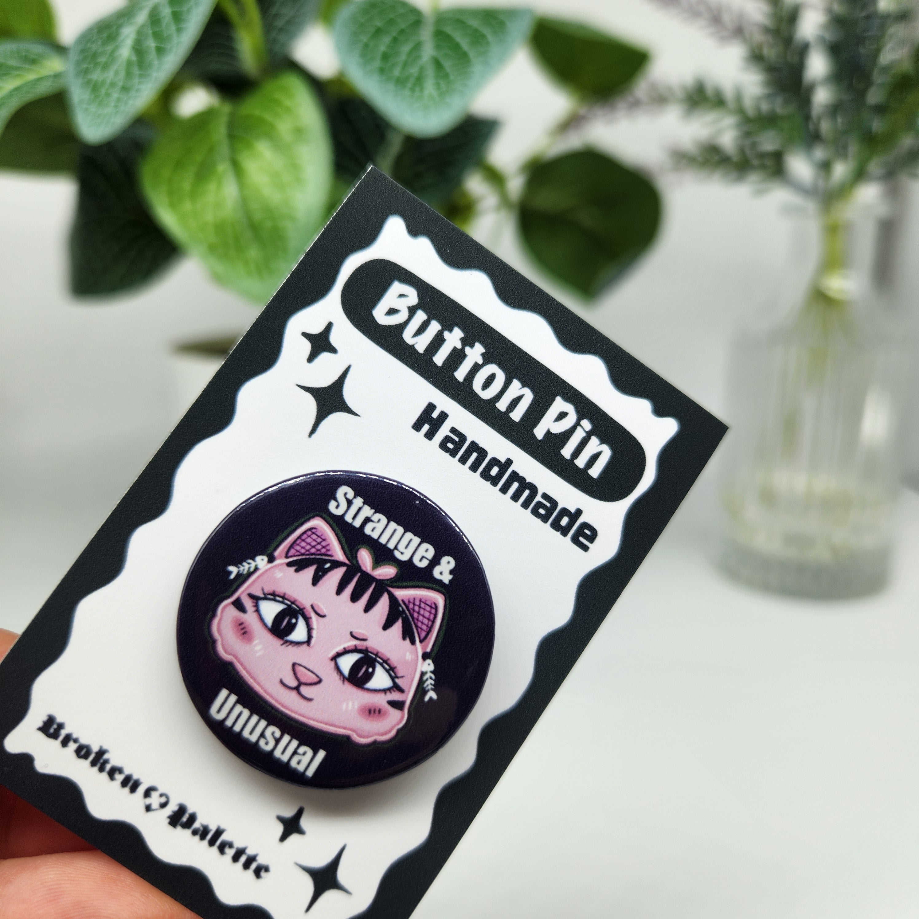Strange and Unusual Cat Button Pin