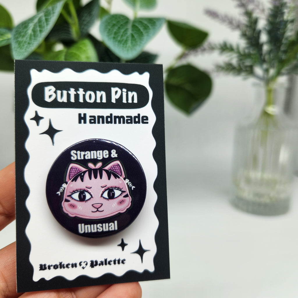 Strange and Unusual Cat Button Pin