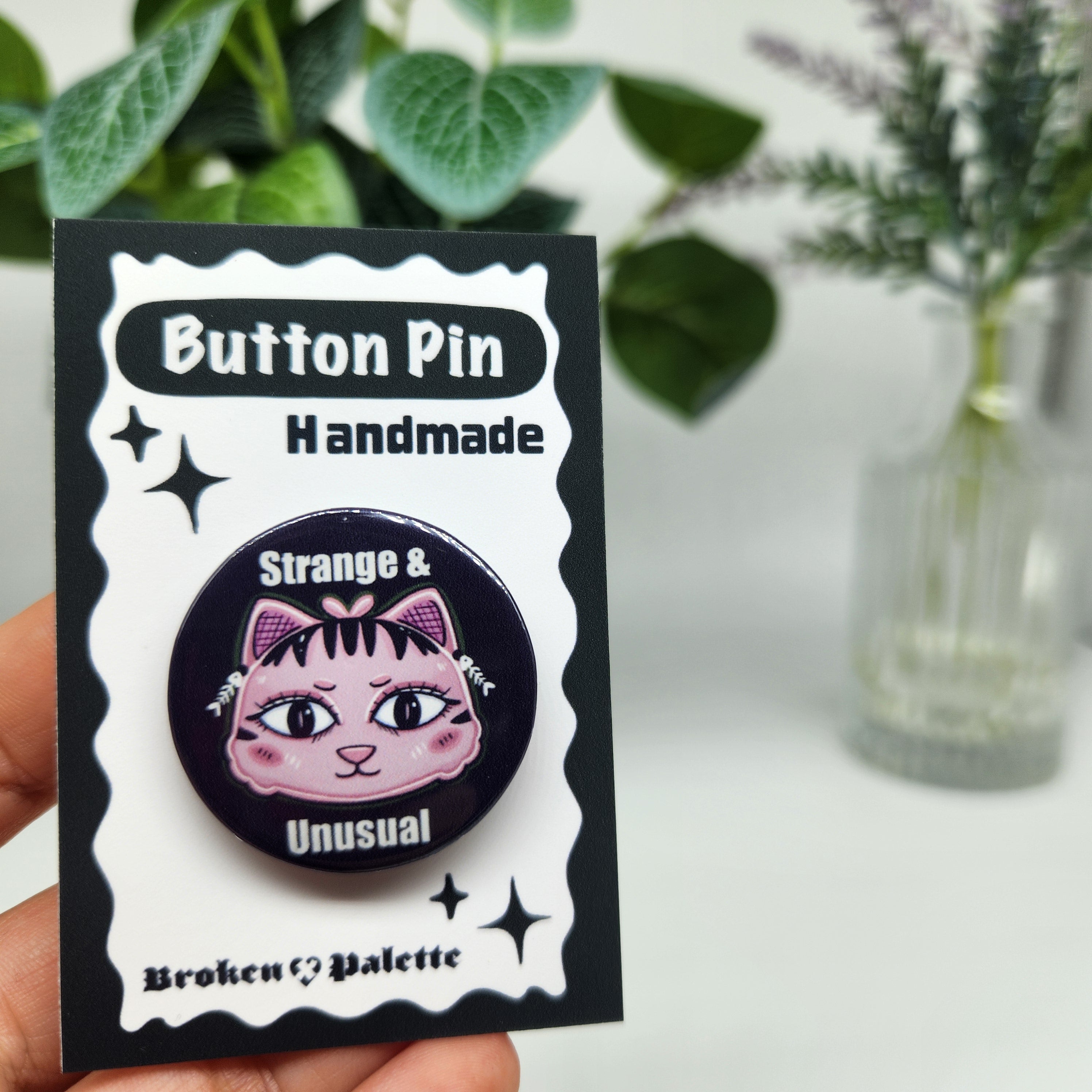 Strange and Unusual Cat Button Pin