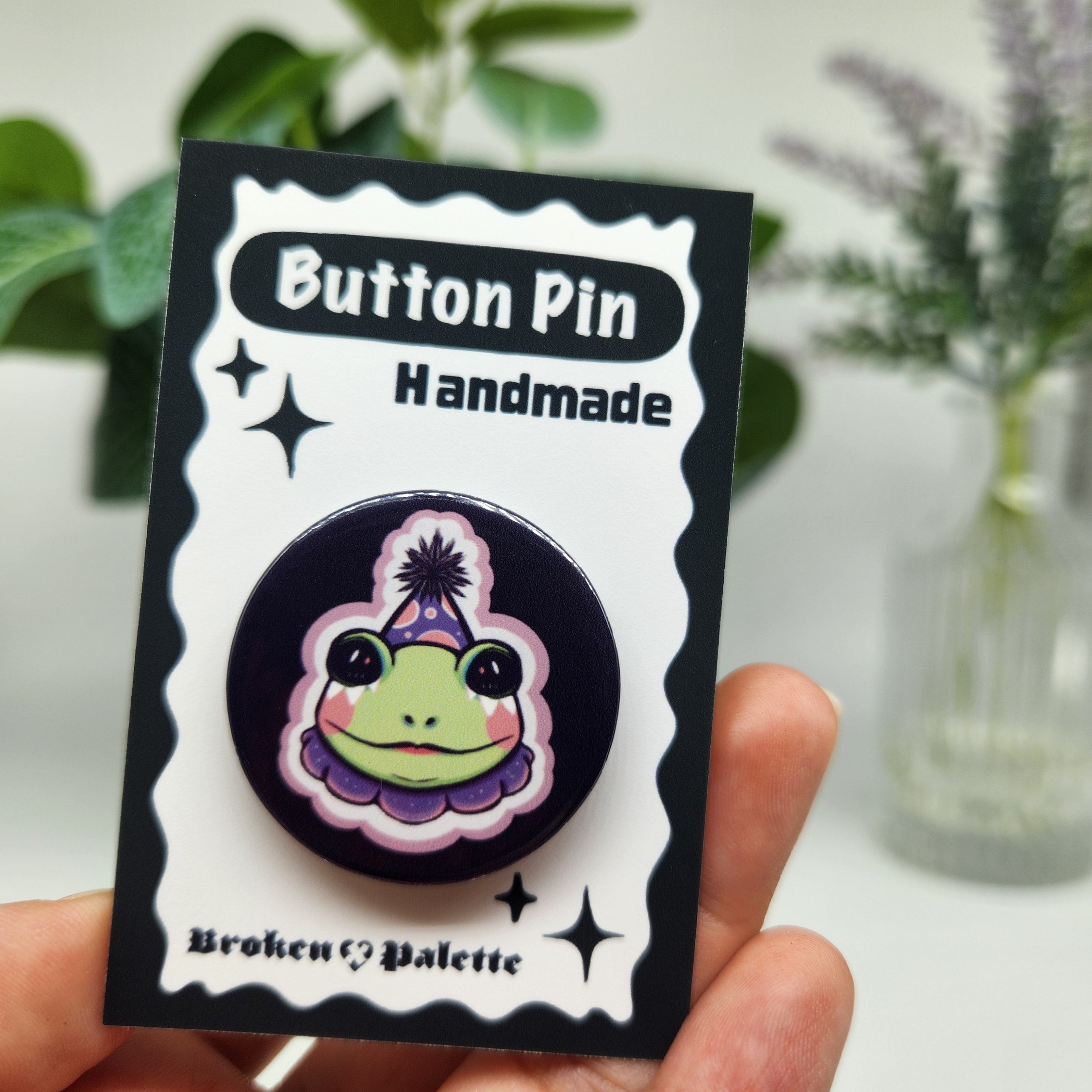 Clown Frog Button Pin